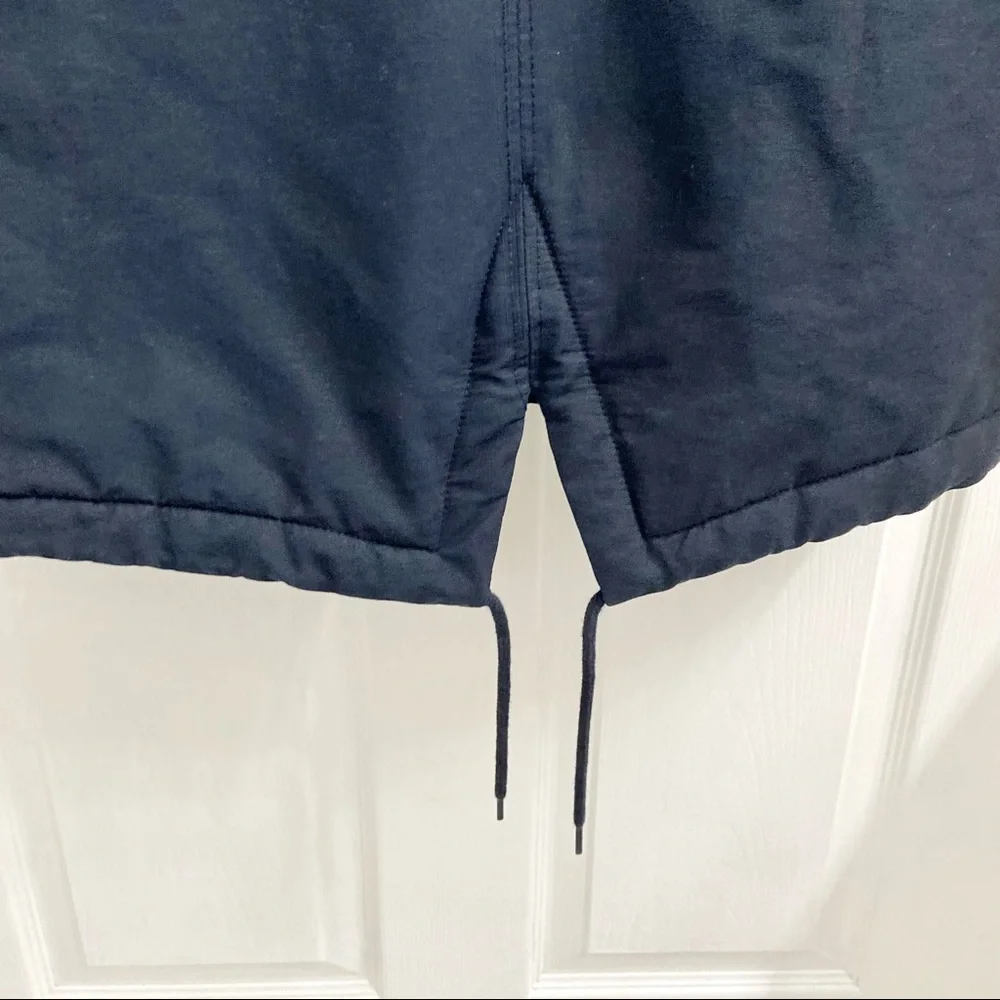 Topman Navy Blue Heavyweight Fishtail Parka Coat Men’s Small Zip Up Hood